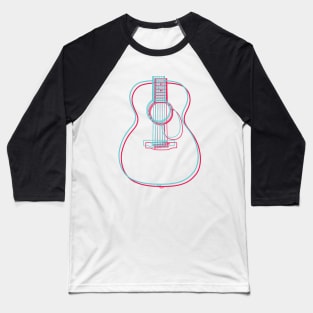 3D Concert Style Acoustic Guitar Body Outline Baseball T-Shirt